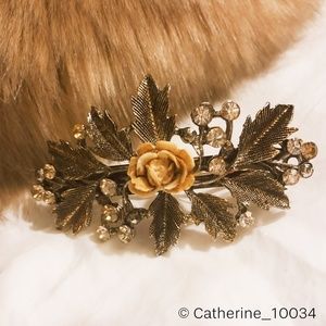 Metal Hair Clip: Floral, Stone, and Jewel Accents